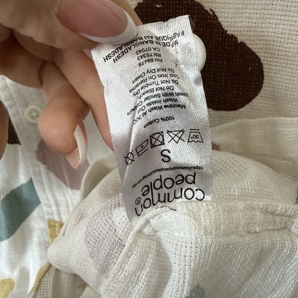 NEW Common People‎ Button Front Shirt Men's S Ecru Muted Textured Short Sleeve - Picture 6 of 6